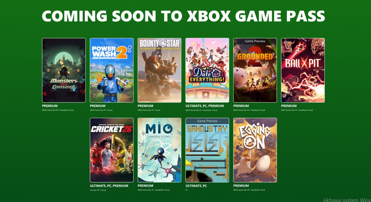 Xbox Game Pass siepień nadchodzące gry fantagrom